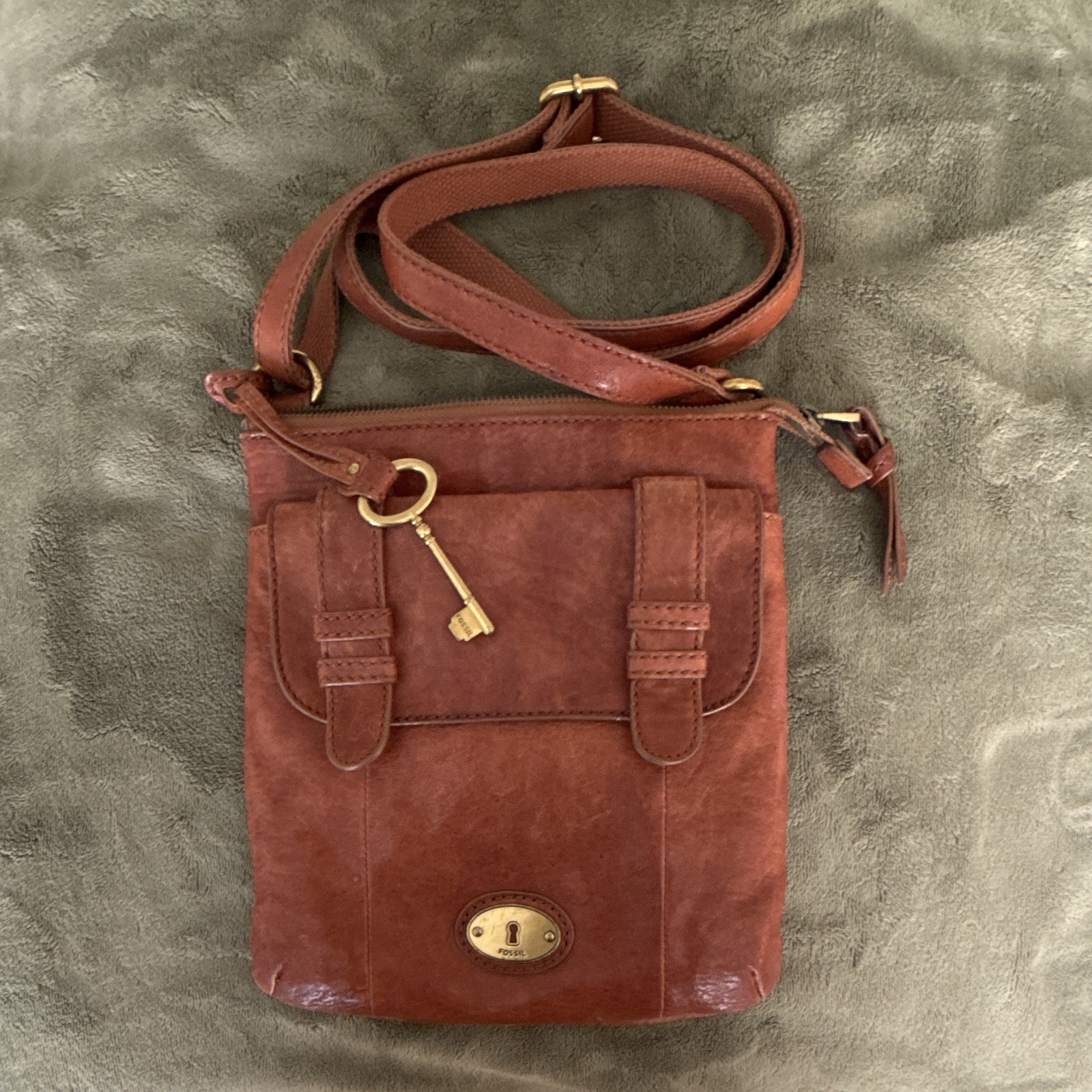 Vintage Fossil Crossbody Calf Leather Bag Front Flap Purse