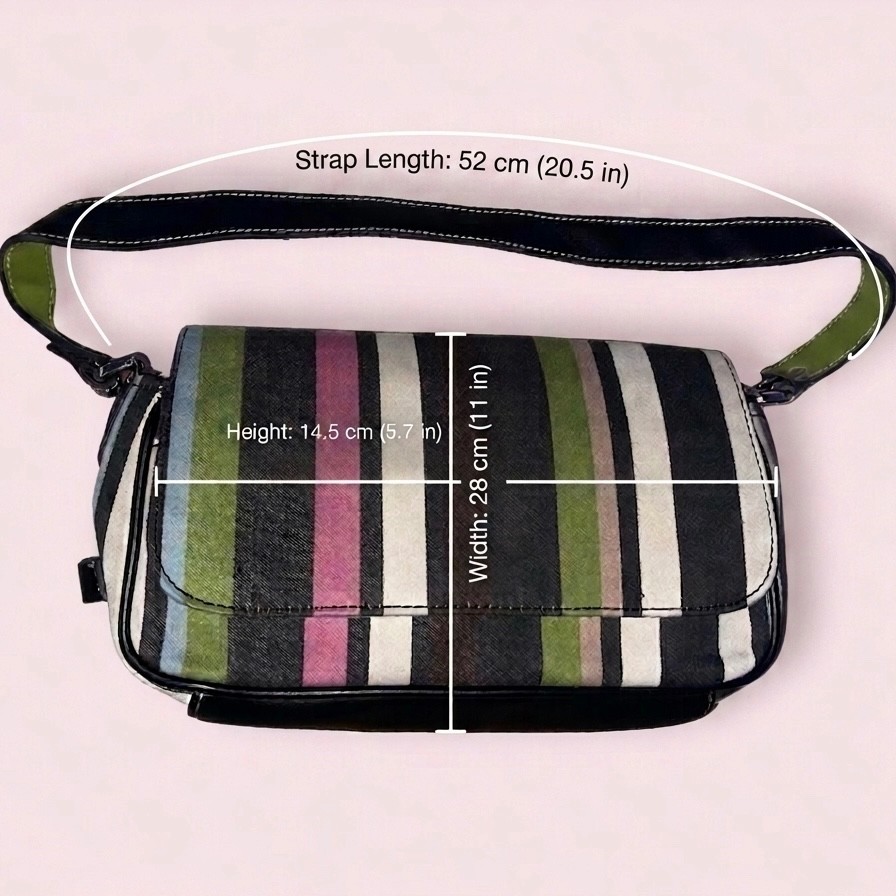 Vintage-Inspired Multi-Color Striped Small Shoulder Bag | Canvas & Leather Bag