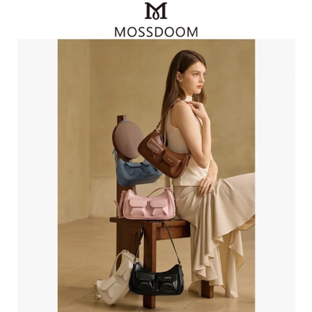 MOSSDOOM Liora Bag For Women PU leather Korean Fashion Black Free Gift Ribbon