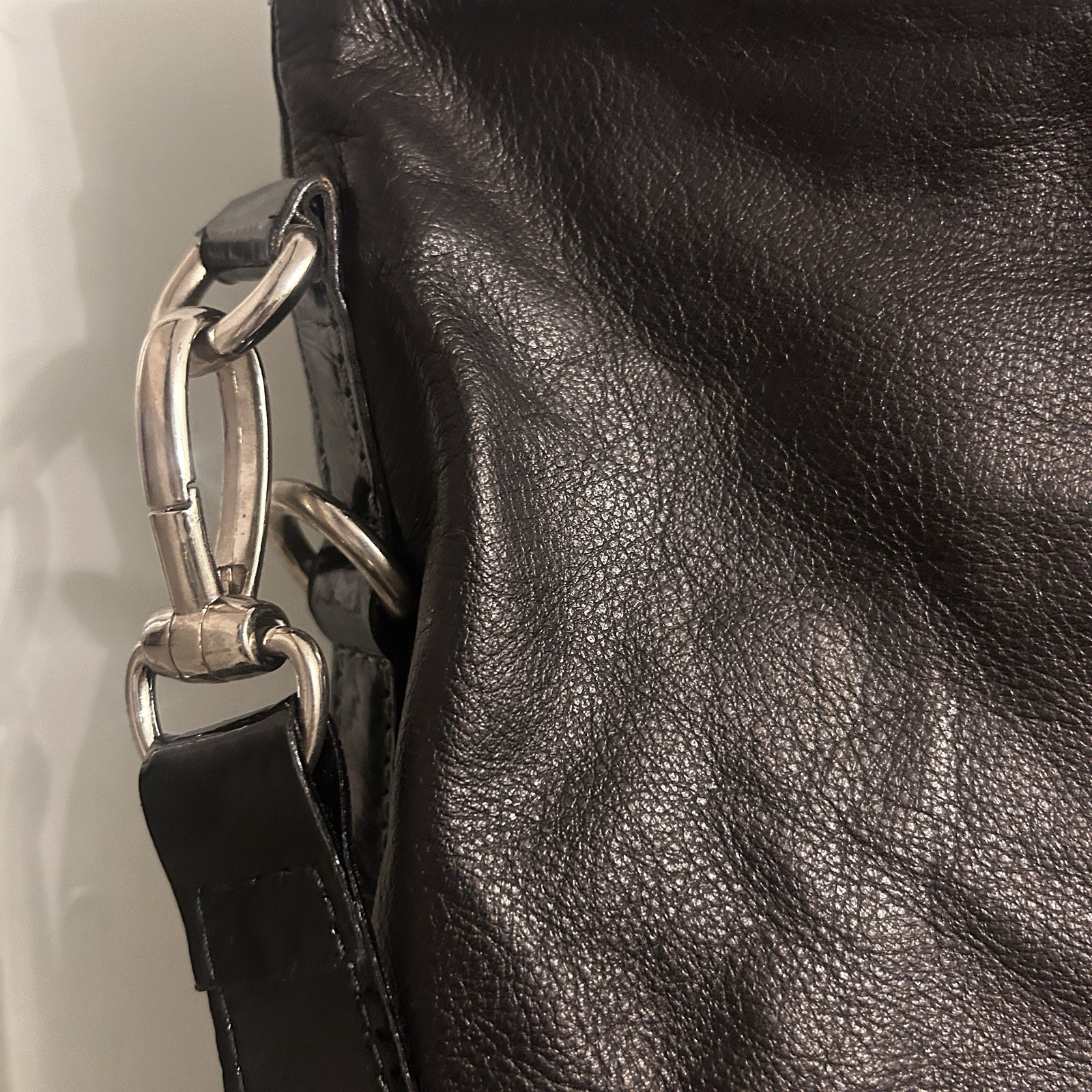 Robert Pietri Black Quilted Leather Tote -Diamond Stitched with Silver Hardware