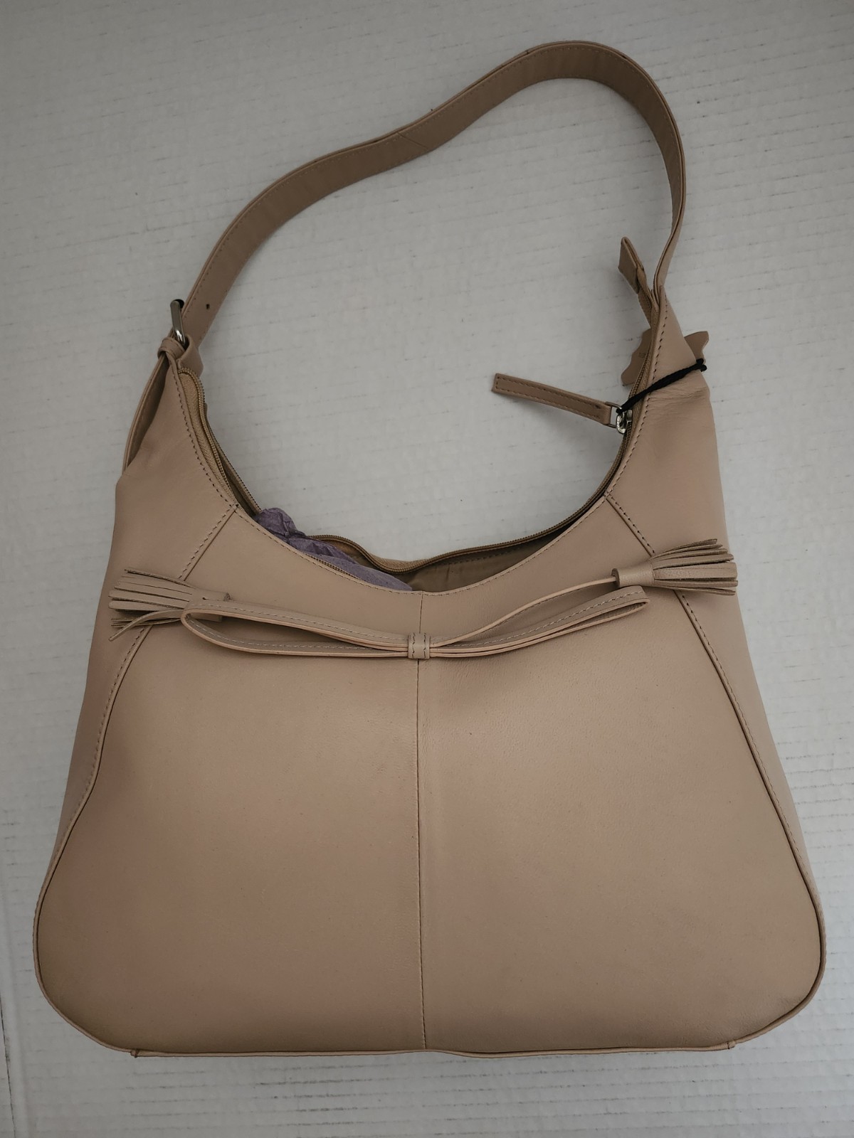Beige Genuine leather 2 piece large all occasion purse pocketbook & wallet New