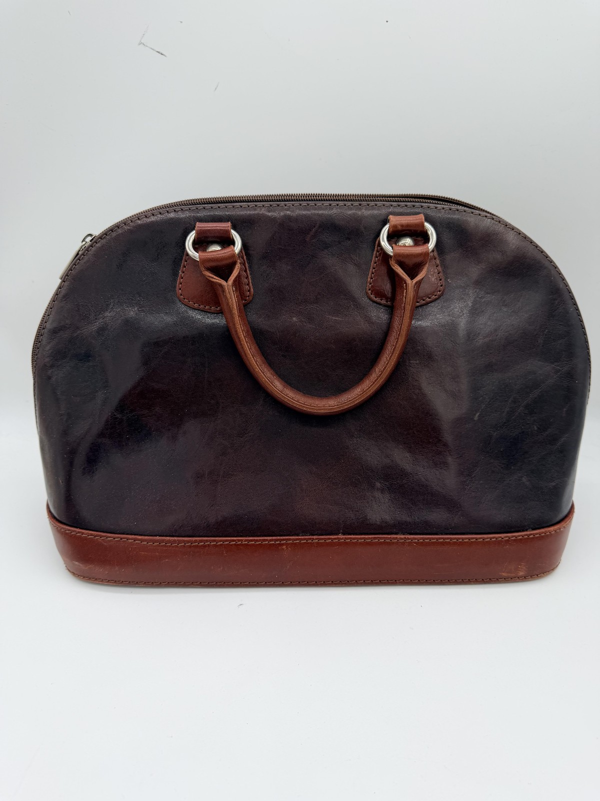 Vera Pelle Satchel Bag Womens Medium Brown Leather Made In Italy Purse