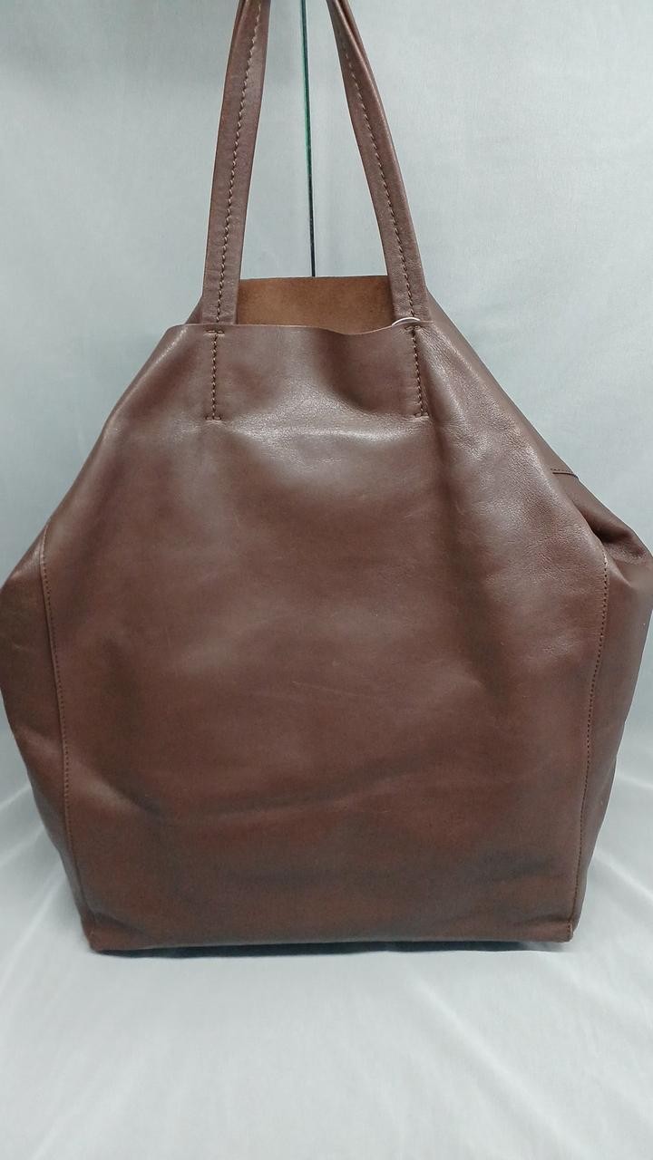 CELINE Horizontal Cabas Leather Tote Bag Brown Shoulder Bag USED from Japan #TAM