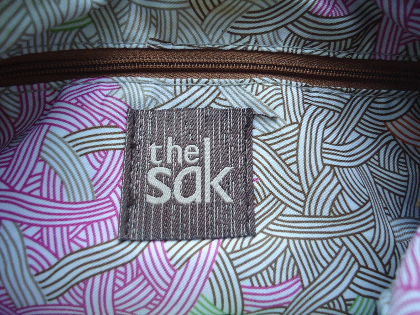 The Sak Kendra Leather Blue And Brown Zipper Crossbody Size-10.5×10.5 in