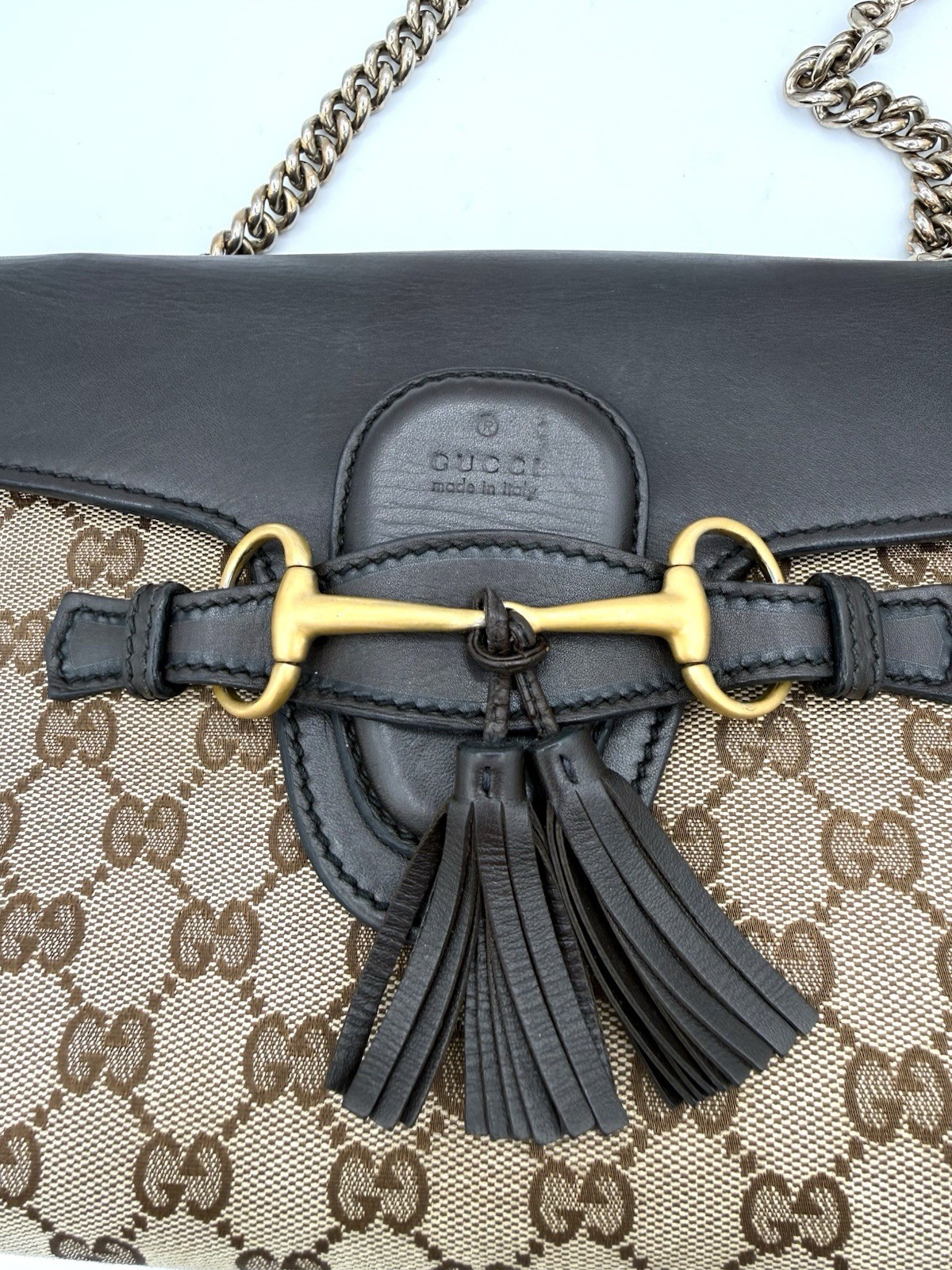 Gucci Brown GG Canvas and Leather Emily Bag