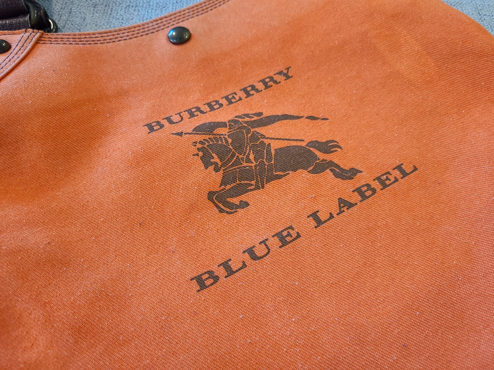Vintage Burberry Blue Label Orange Canvas Tote RARE Y2K