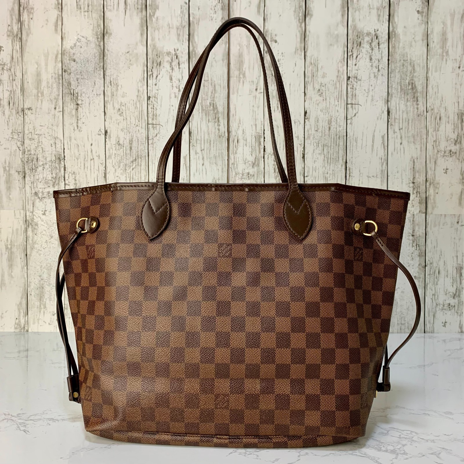 LOUIS VUITTON Neverfull MM Damier shoulder Tote Bag Brown Auth【Condition:Good】