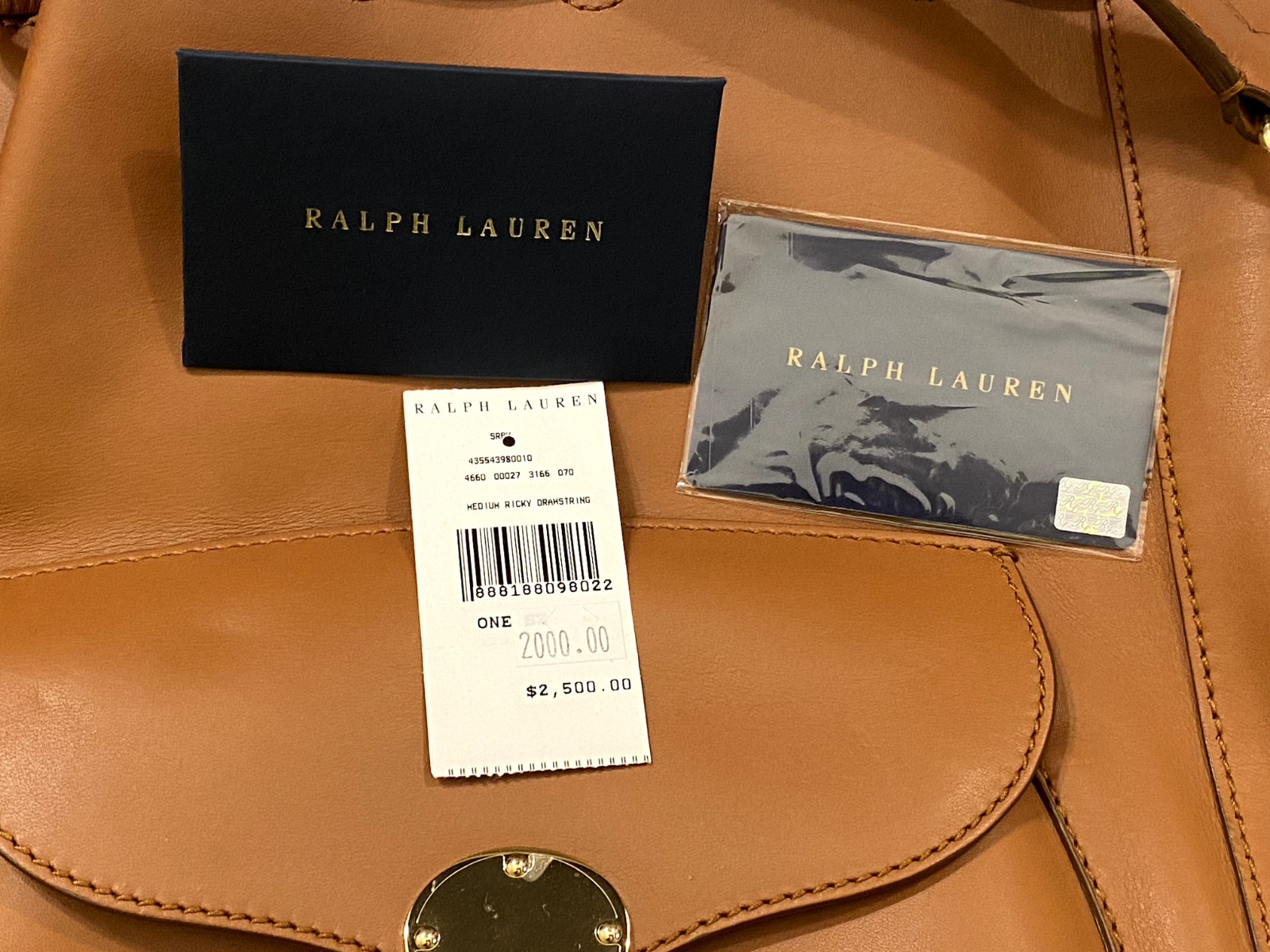 NEW RALPH LAUREN DRAWSTRING BUCKET BAG LEATHER HANDBAG ***(NO KEYS)*** ~ $2,500