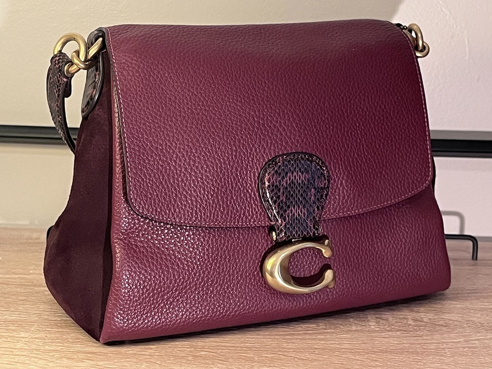 Coach May 4612 Shoulder Bag Wine Burgundy Leather & Suede Brass Hardware EX!!