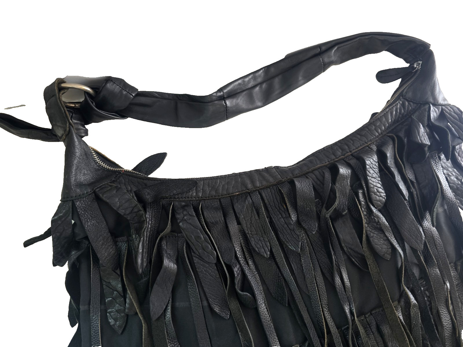 100% Genuine Leather Desinger Tassel Handbag Women’s Black Tote Shoulder Bag