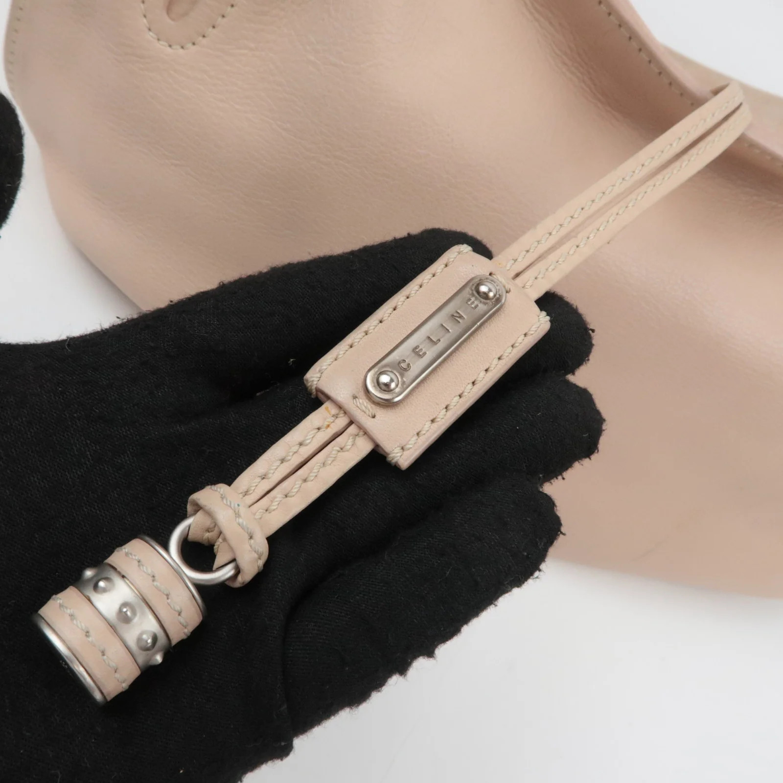 CELINE Bittersweet Leather Shoulder Bag Pink Beige Authentic
