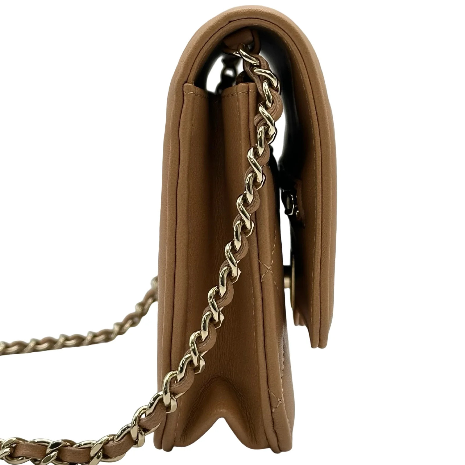 CHANEL Matelassé Mini Flap Beige Lambskin Shoulder Bag AS5048 #OKB7789
