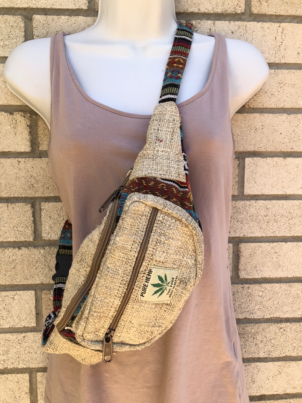 Hippie Eco Rucksack THC Free Tribe Hemp Fanny Pack Travel Waist Bum BAG HANDMADE