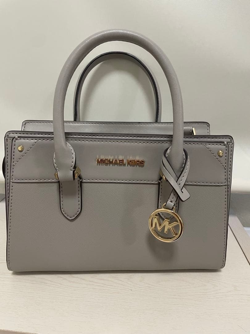 MICHAEL KORS 2Way Shoulder Bag Gray Gold Tone Hardware Authentic Near Mint
