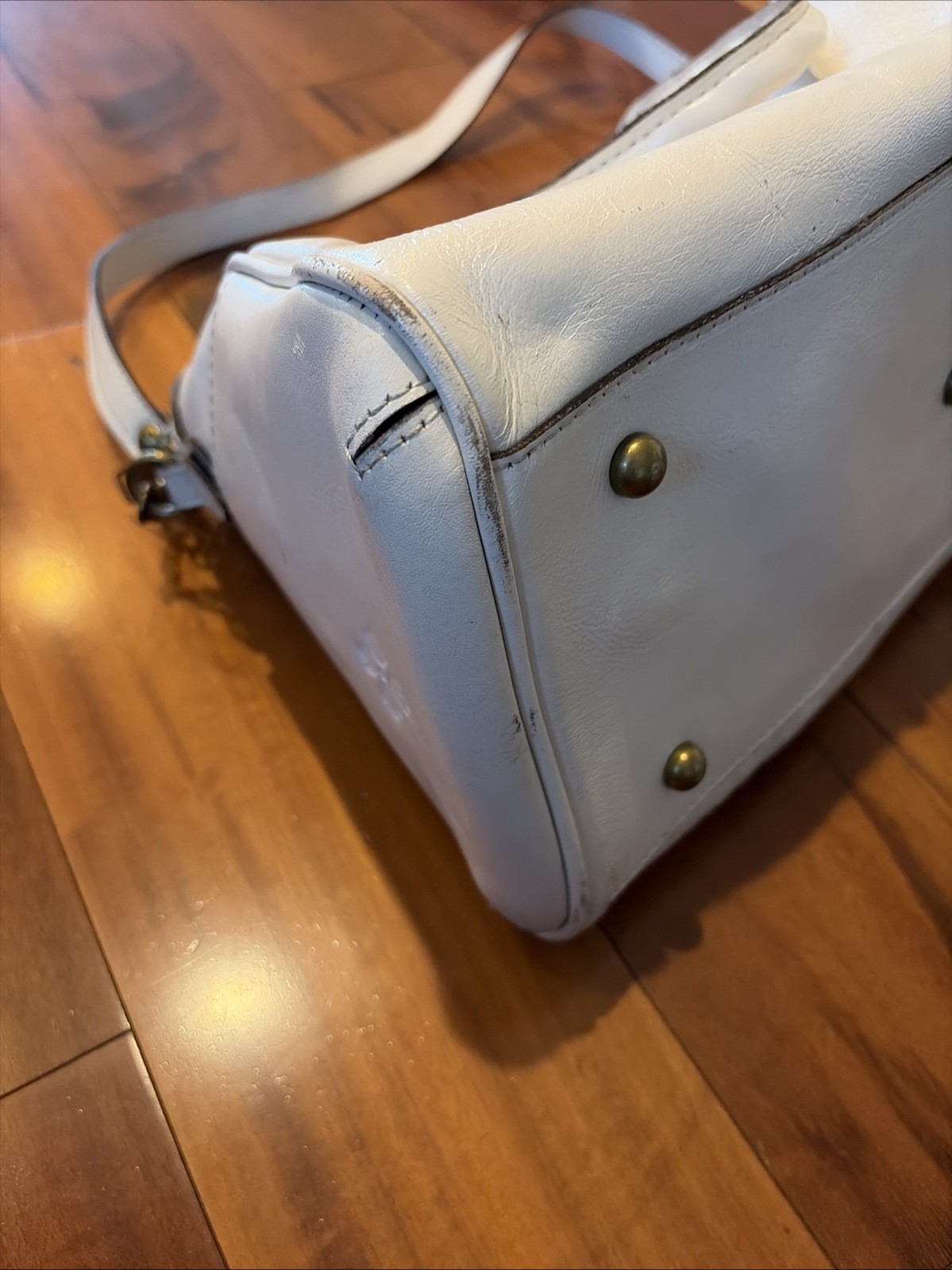 Patricia Nash Cassini Double Strap Purse Embossed White Leather Shoulder