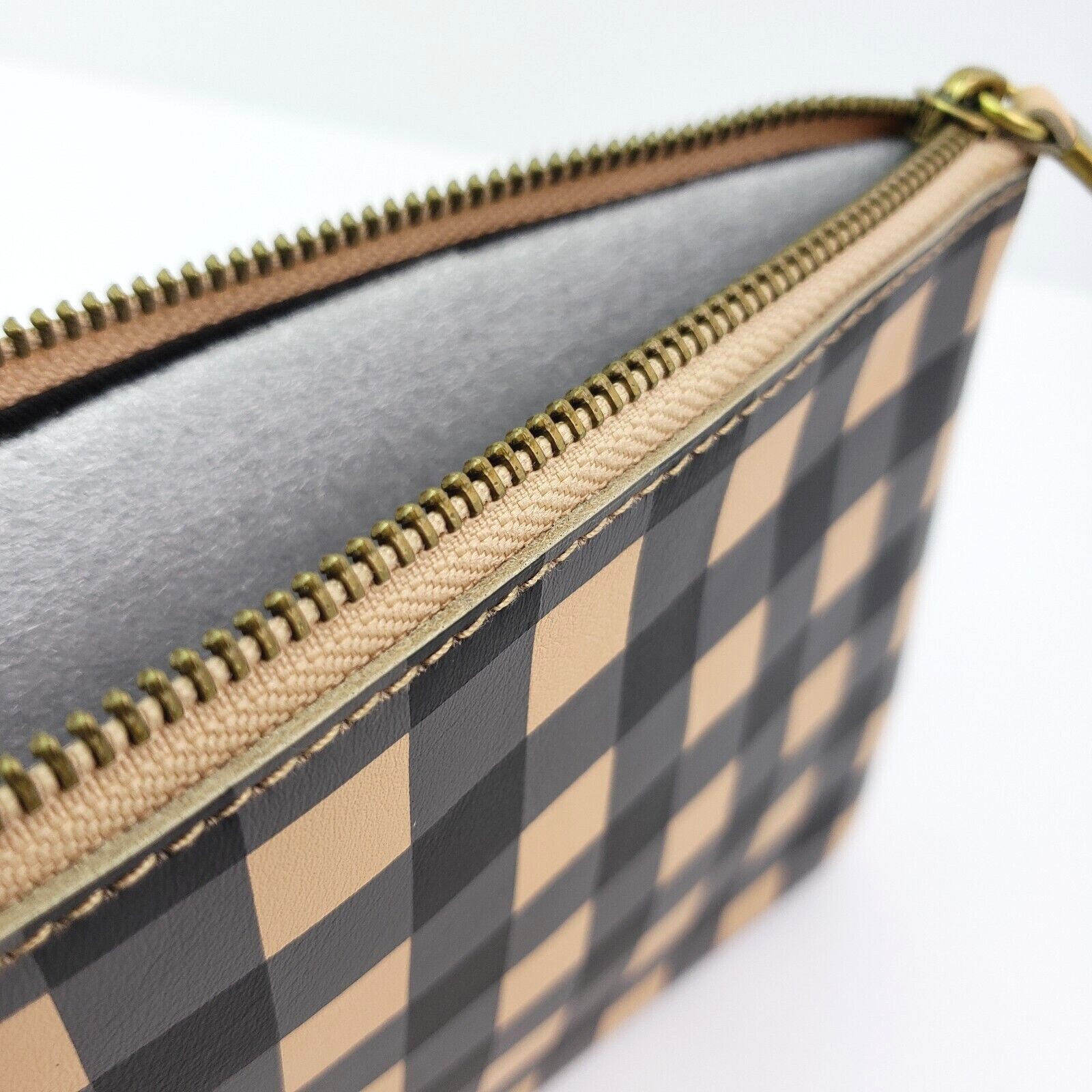 Madewell Gingham Edition True Black Multi The Leather Pouch Clutch NA112