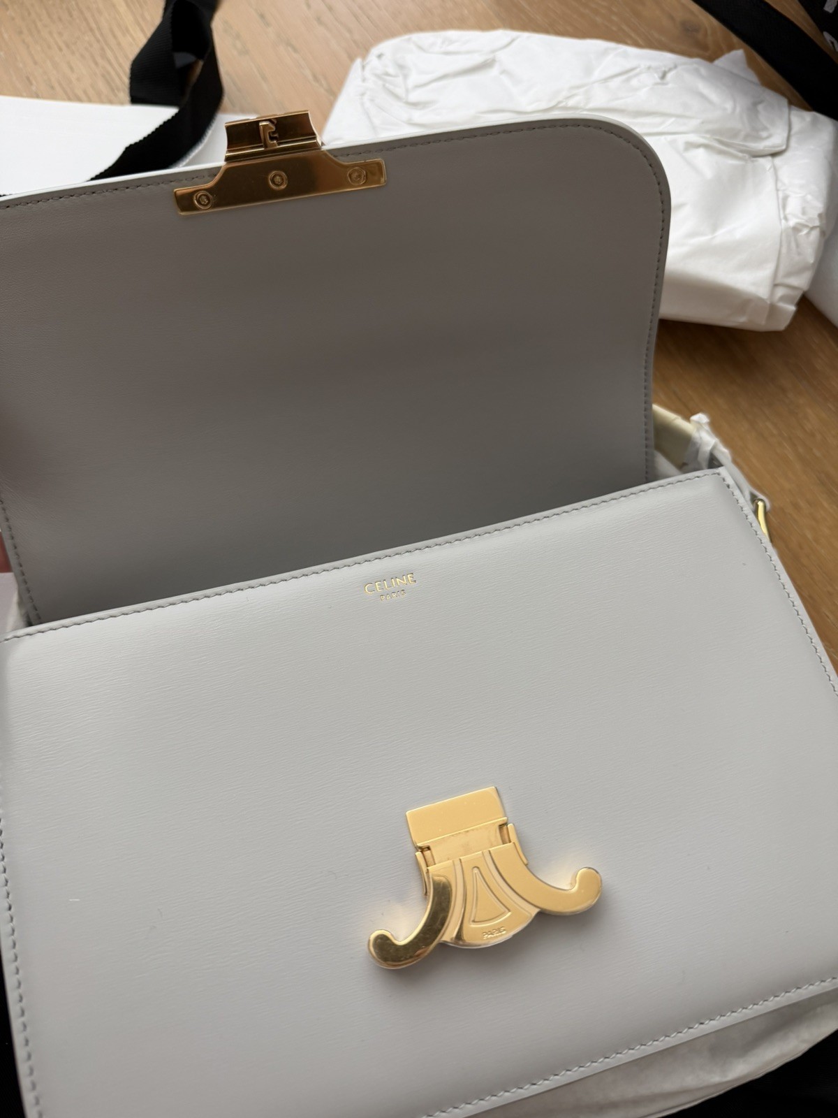 CELINE CLASSIQUE TRIOMPHE MEDIUM BAG IN CALFSKIN LEATHER CLOUDY GREY