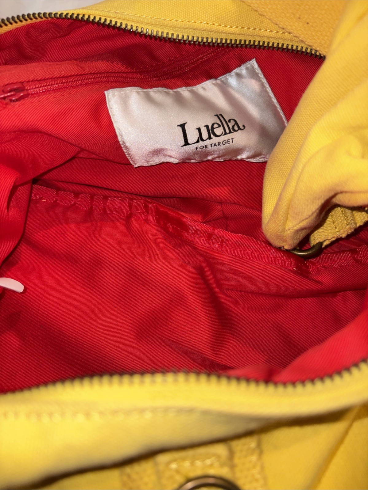 LUELLA Vintage Yellow CANVAS Hobo Style Bag- Lots Of Storage Pockets W/ Zippers