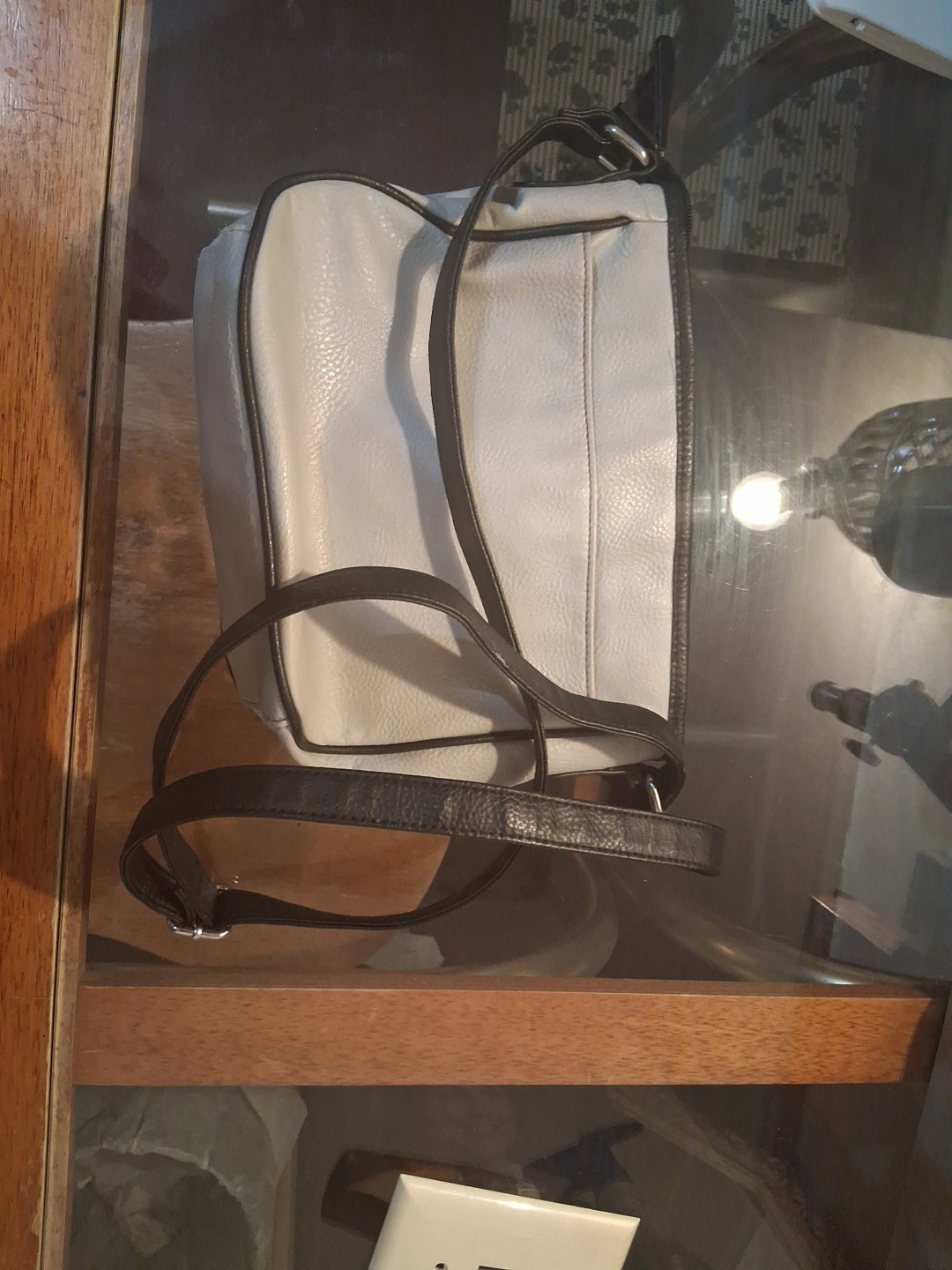 Womans Grey Faux Leather Shoulder Bag