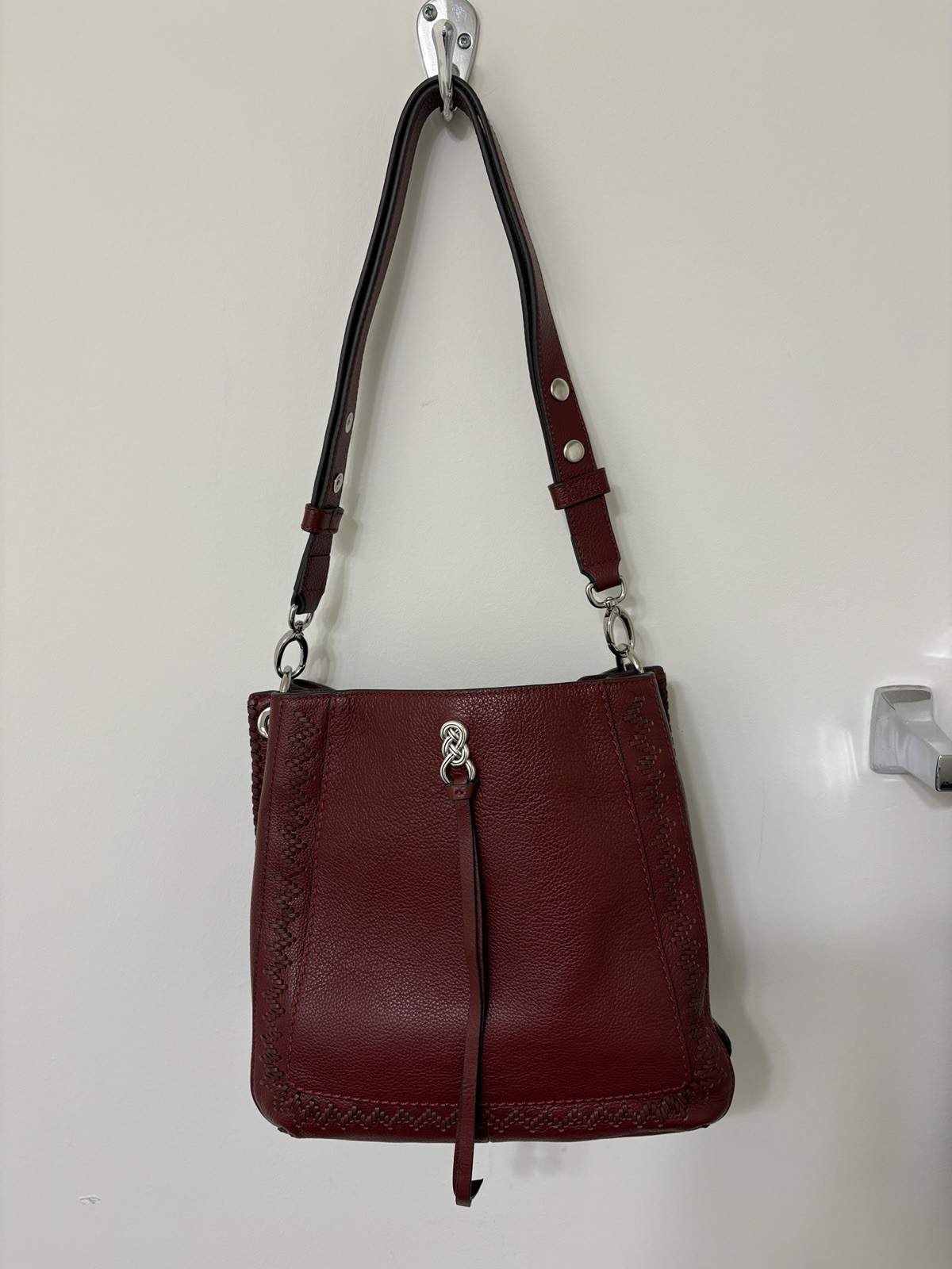 Brighton Interlok GEORGIA CONVERTIBLE HOBO Bag Purse Pink Leather MSRP$565