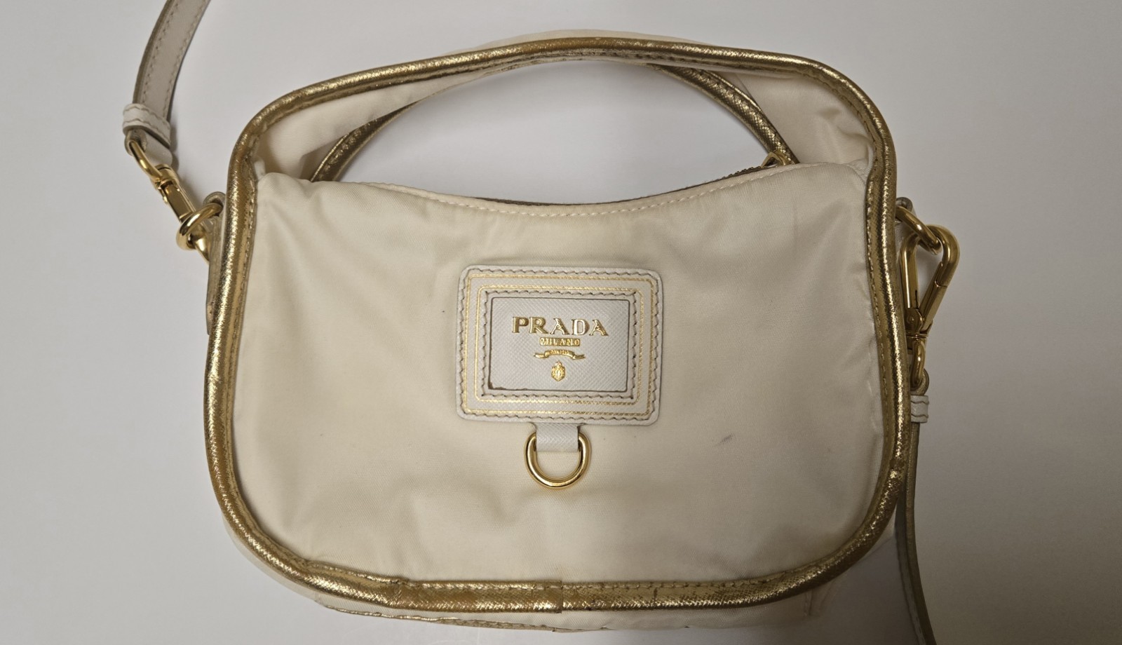 PRADA Mini Oro Tessuto Nylon Gold Y2K Crossbody Bag – Used but Good condition