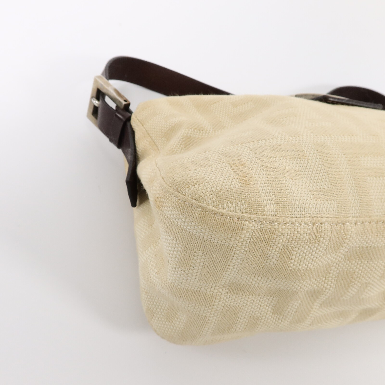 FENDI SHW Zucca Double Flap Mamma Shoulder Bag 2321 Canvas/Calfskin Beige