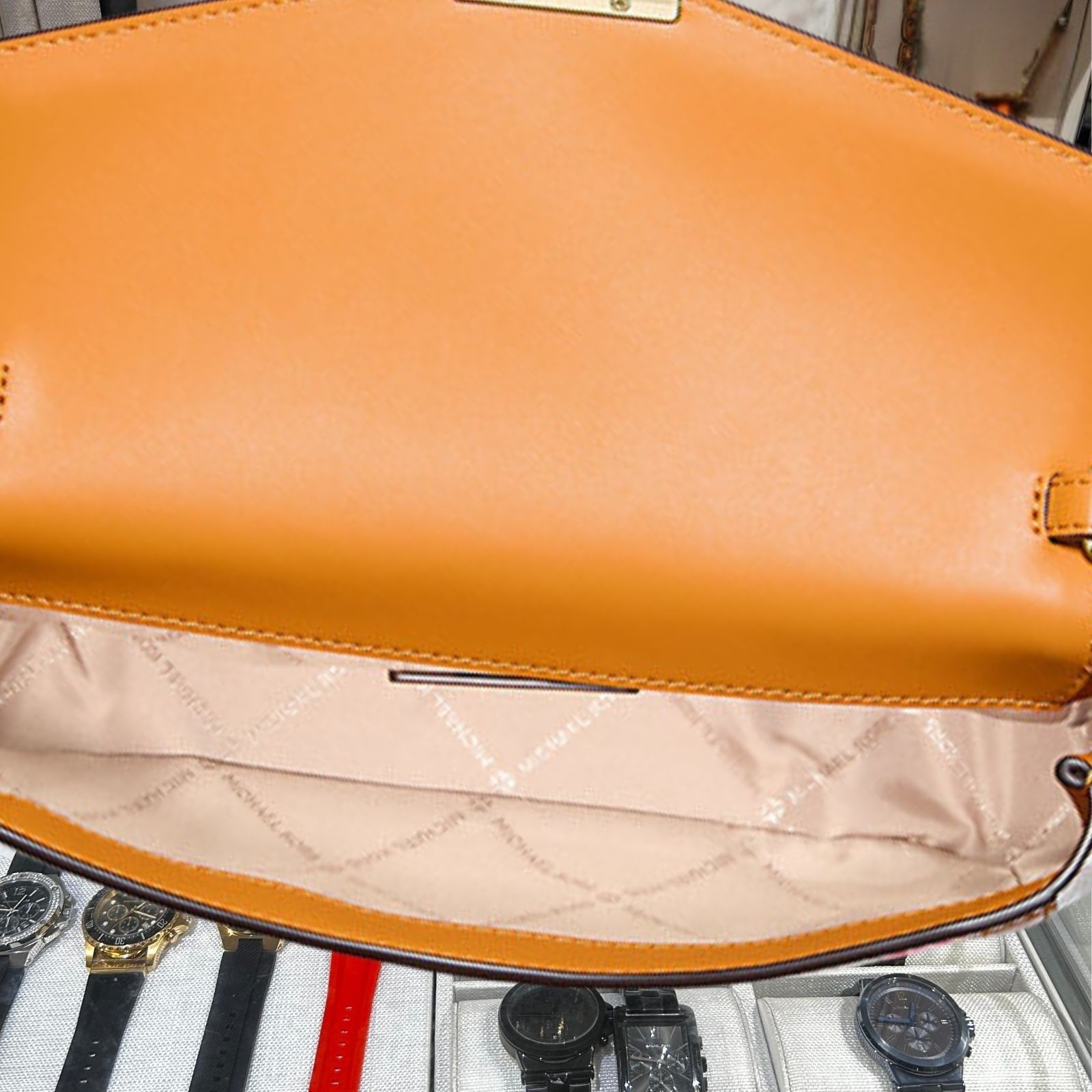 Michael Kors Soho Women SM Printed Logo Convertible Crossbody Bag Radiant Orange