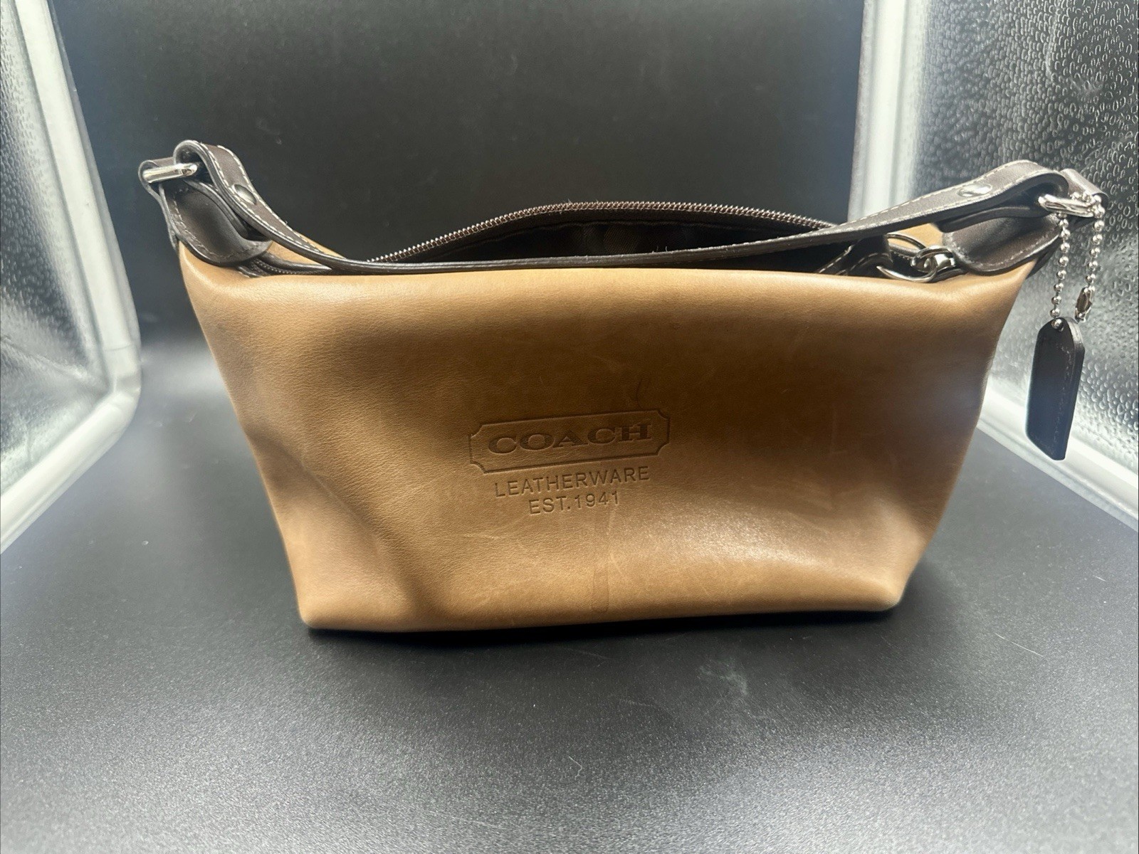 Vintage Y2K COACH LEATHERWARE EST. 1941 Brown Mini Baguette Satchel Hand Bag