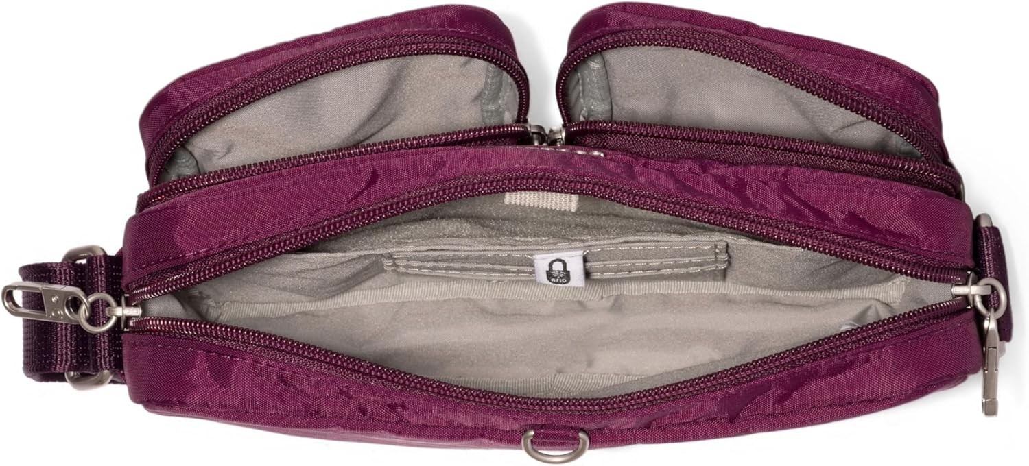 Baggallini Securtex Anti-Theft Treasure Crossbody 9″x5.5″ Small, Mulberry