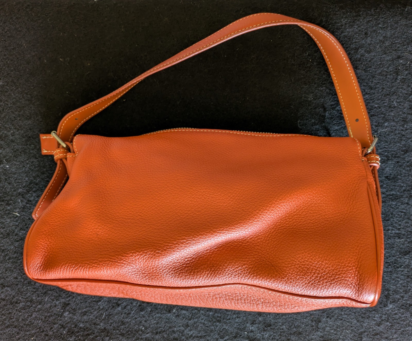 Vintage Maxximum Burnt Orange Leather Handbag Purse Pink Interior