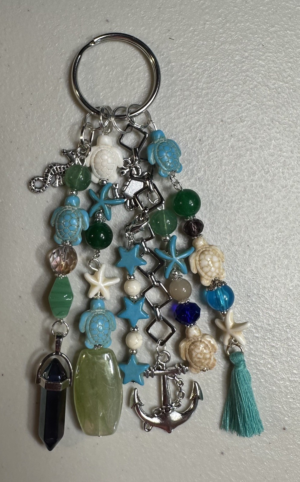 Artisan OCEAN SEA TURTLE S Handbag Jewelry Beaded Purse Bag Charm Keychain