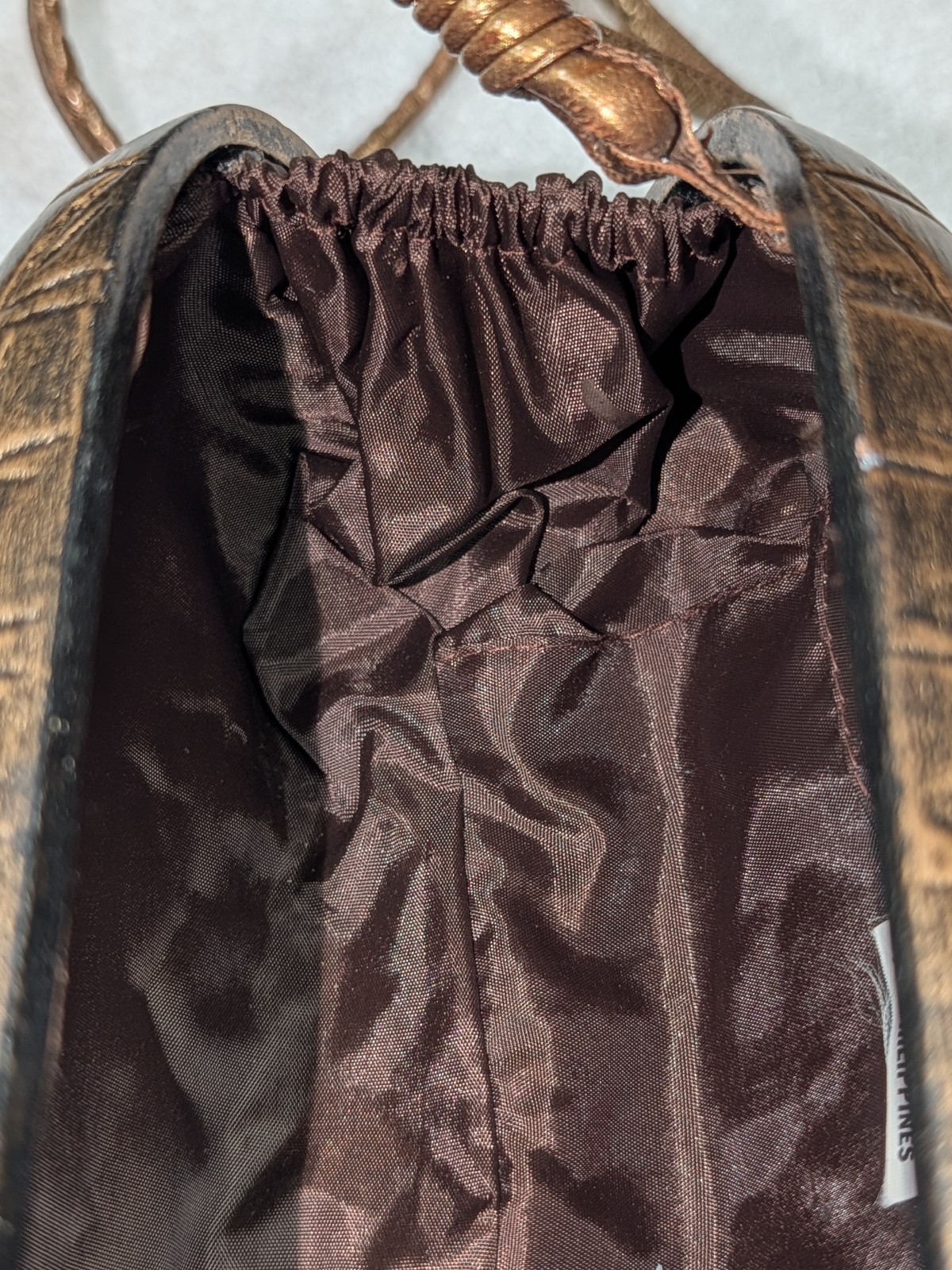 Timmy Woods Beverly Hills “Elizabeth/Louranne” Hand Carved Acacia Wood Clutch