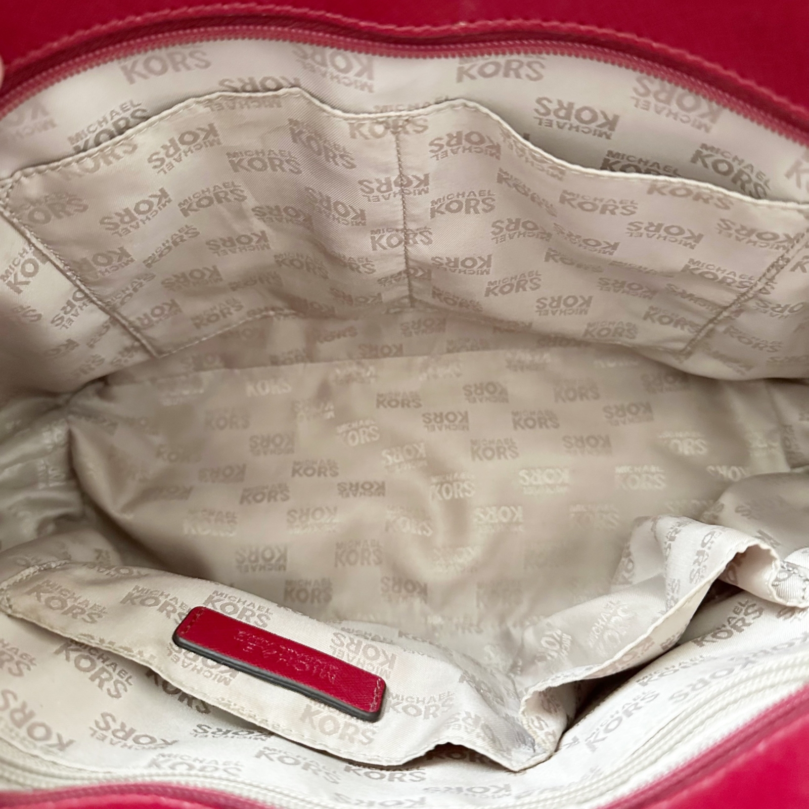 Michael Kors Jet Set Chain East West Top Zip Leather Tote Bag Red