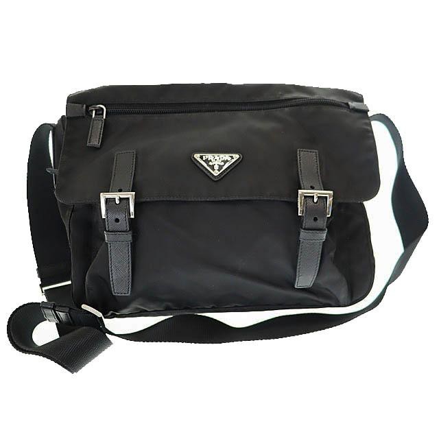 PRADA Bag: Triangle Logo Nylon Messenger BT6671 Black W30H21D11cm w/dust bag;