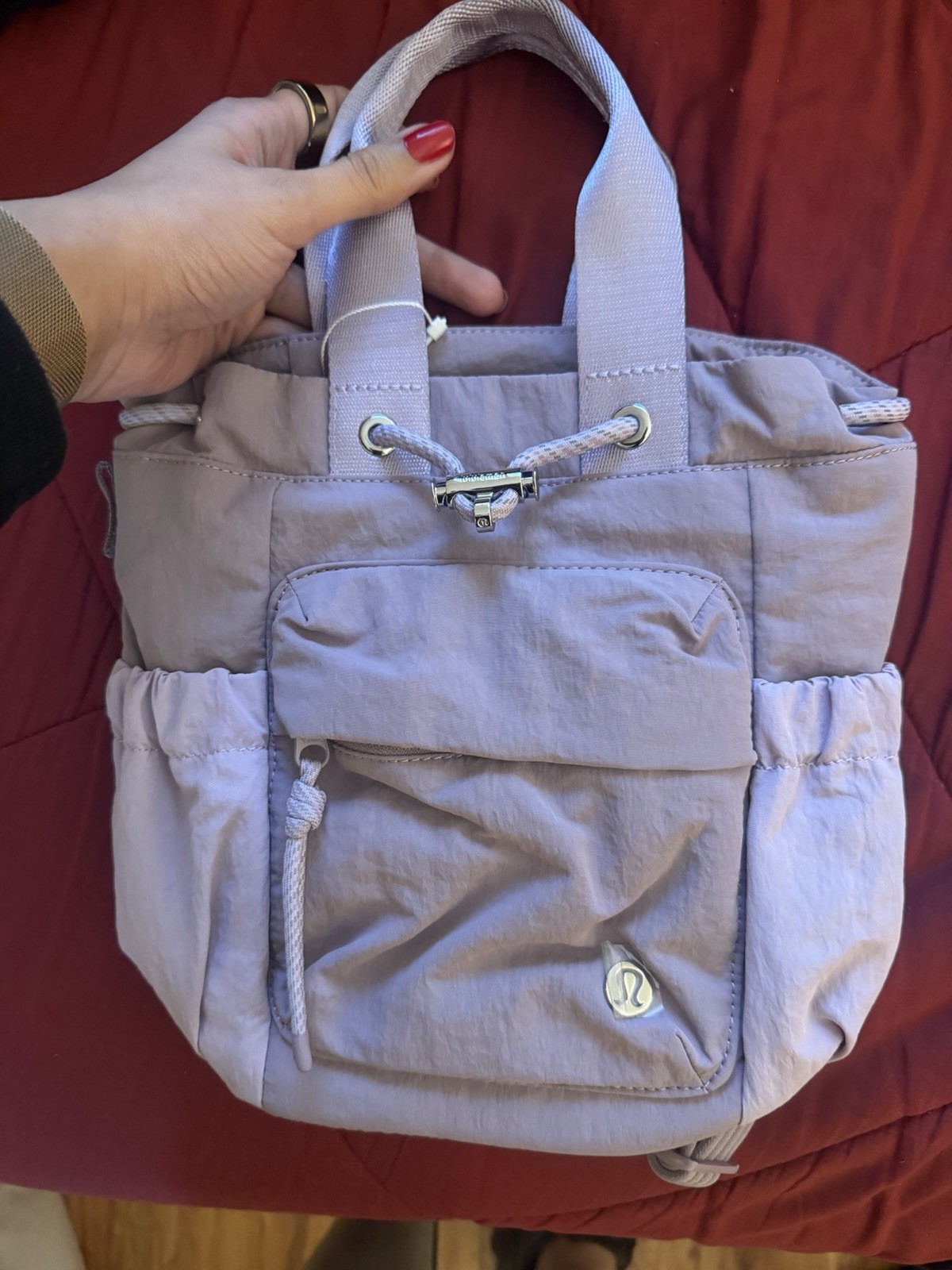 lululemon Convertible Drawstring Bucket Bag Mini Purple Crossbody Backpack Pouch