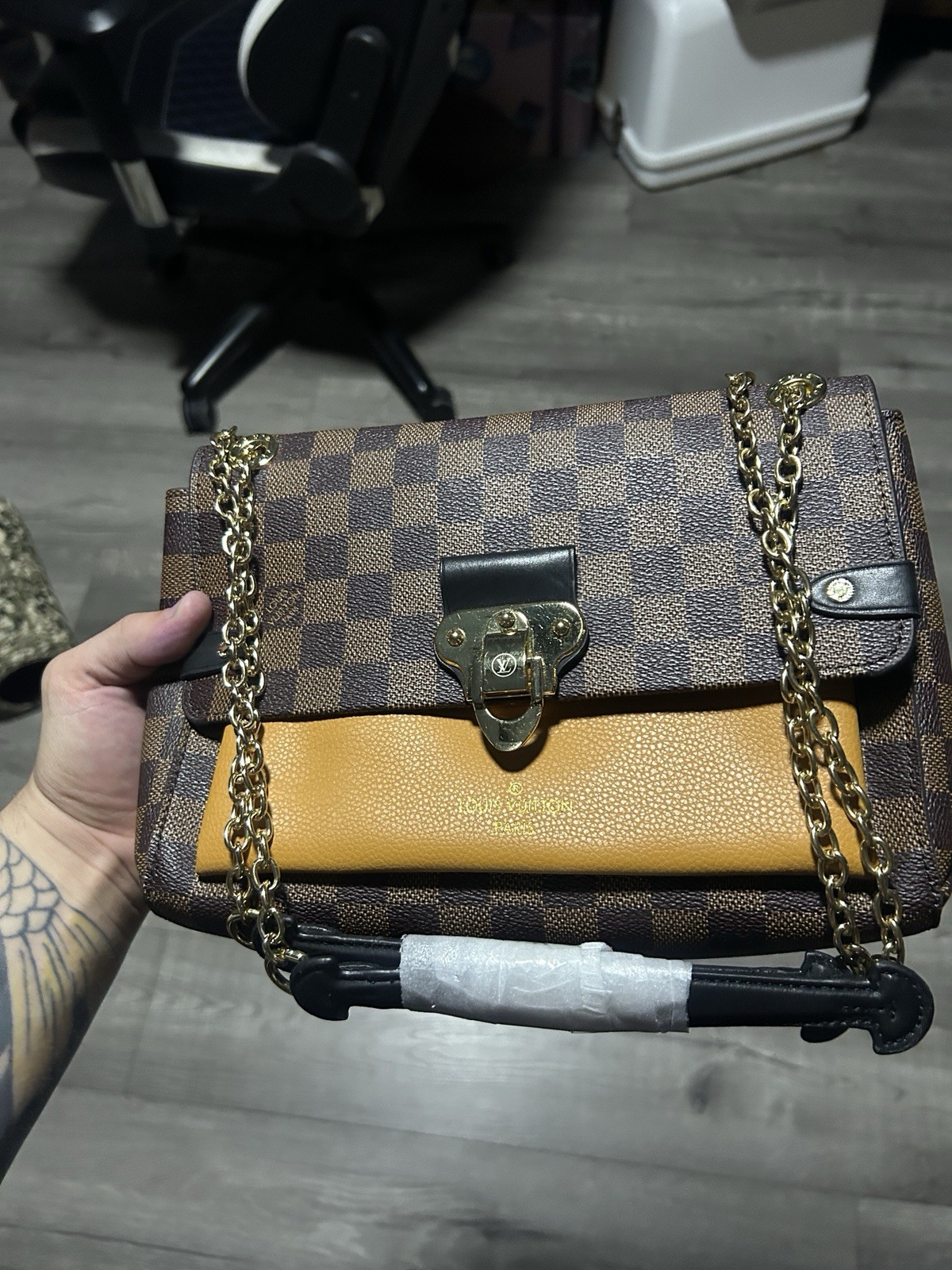 Louis Vuitton Damier Ebene Vavin PM Pre-Loved Shoulder Bag Brown