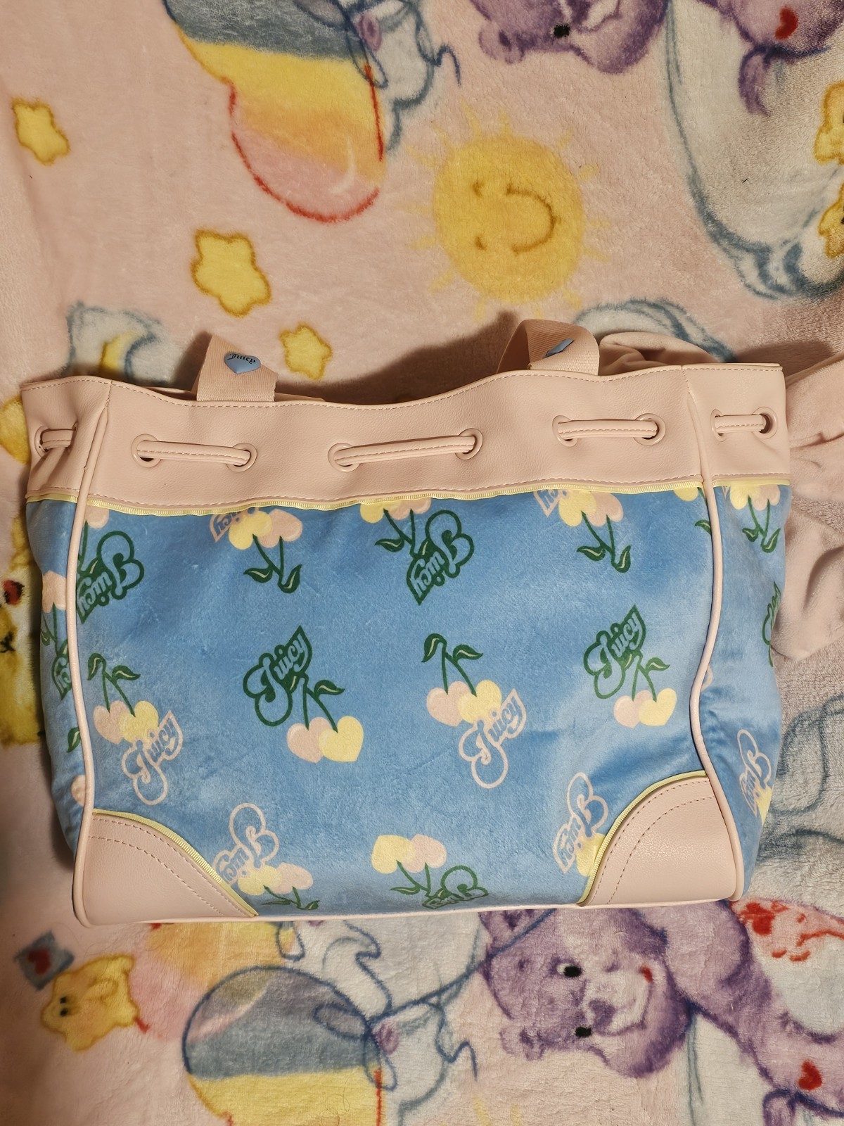 Juicy Couture Iconic Daydreamer Retro Cherry Heart Tote Bag Pink Blue Viral Y2k