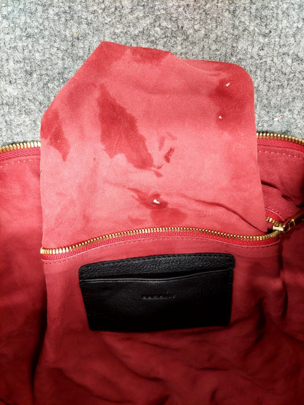 Hammitt Daniel Women Tote Bag Black Red Brushed Gold Pebbled Leather Cocktail