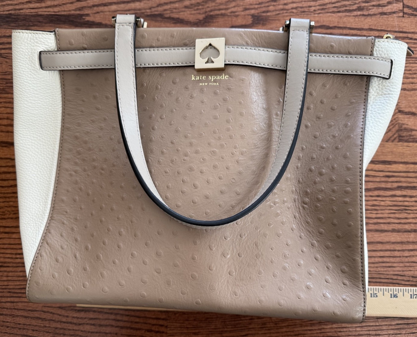 Kate Spade Houston Street Large Handle Bag || Pebbled Leather Taupe Cream $298+