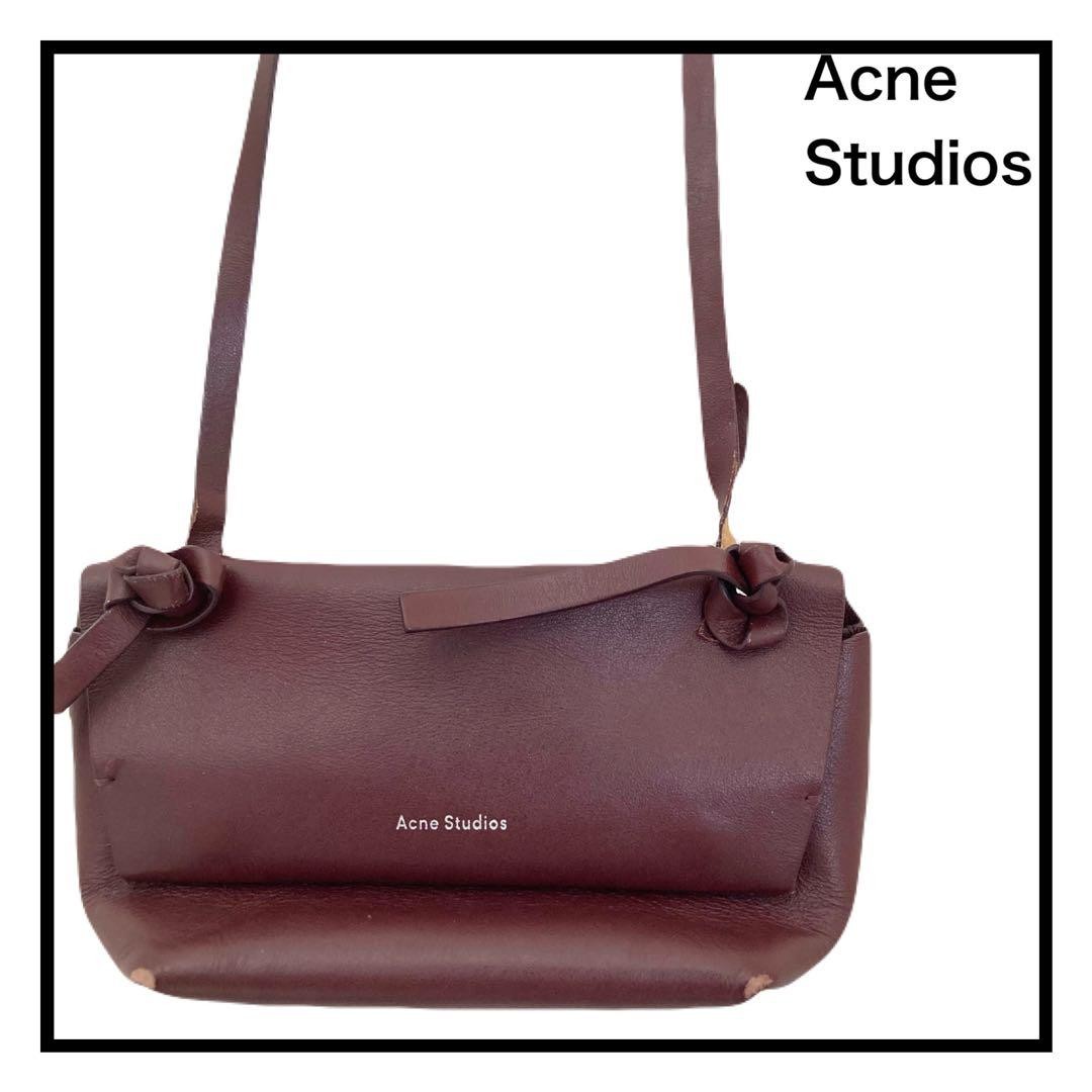 Rare Acne studios Mini Crossbody Shoulder Bag Leather Red Logo Flap Women’s Used