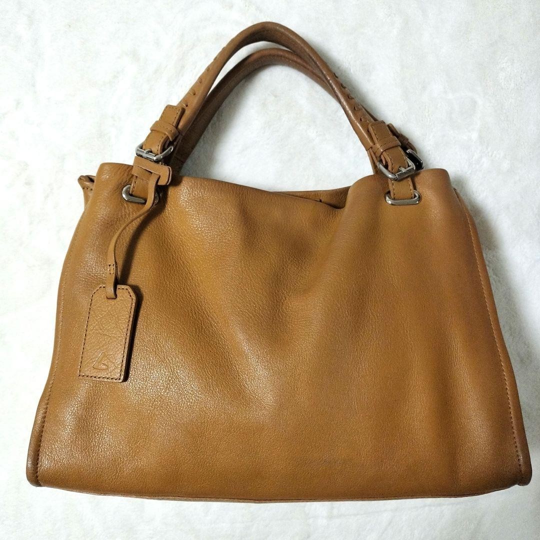 TSUCHIYA KABAN Clarte Arc Carry Tote Bag Camel Leather