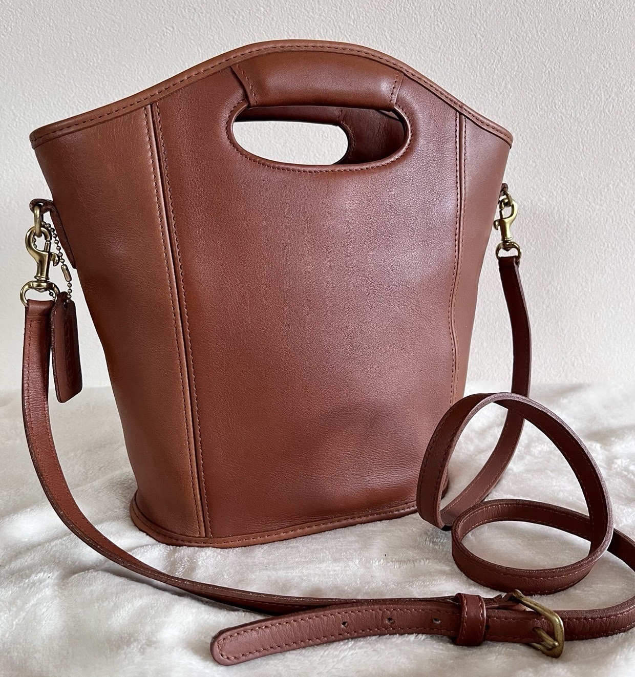 VTG Coach Rare 9993 Leather Mini Shopper Bucket Tote BritishTan Crossbodybag USA
