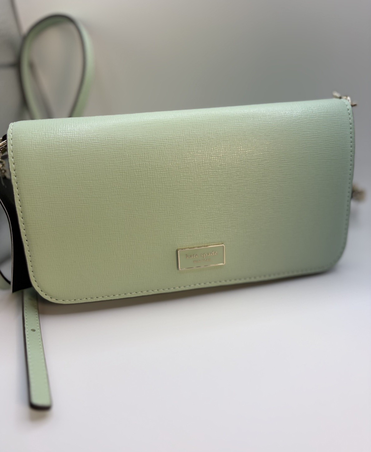 Kate Spade New York Pistachio Crossbody Purse Gold Chain Detachable Strap