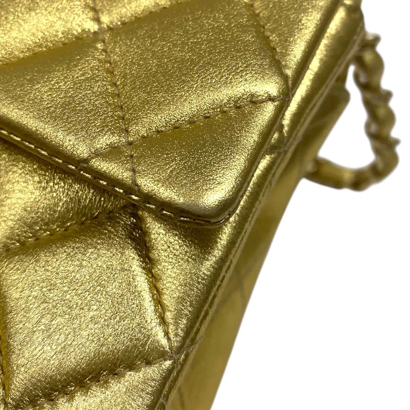 CHANEL Mini Matelassé 18 Gold Lambskin Shoulder Bag #OKB717