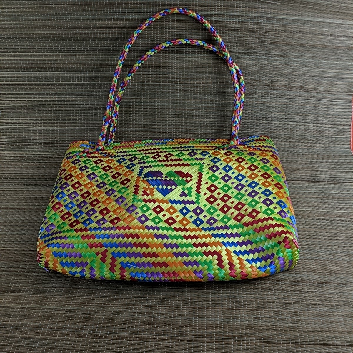woven mexican tote handmade of recycled plastic Colorful Purse Handbag