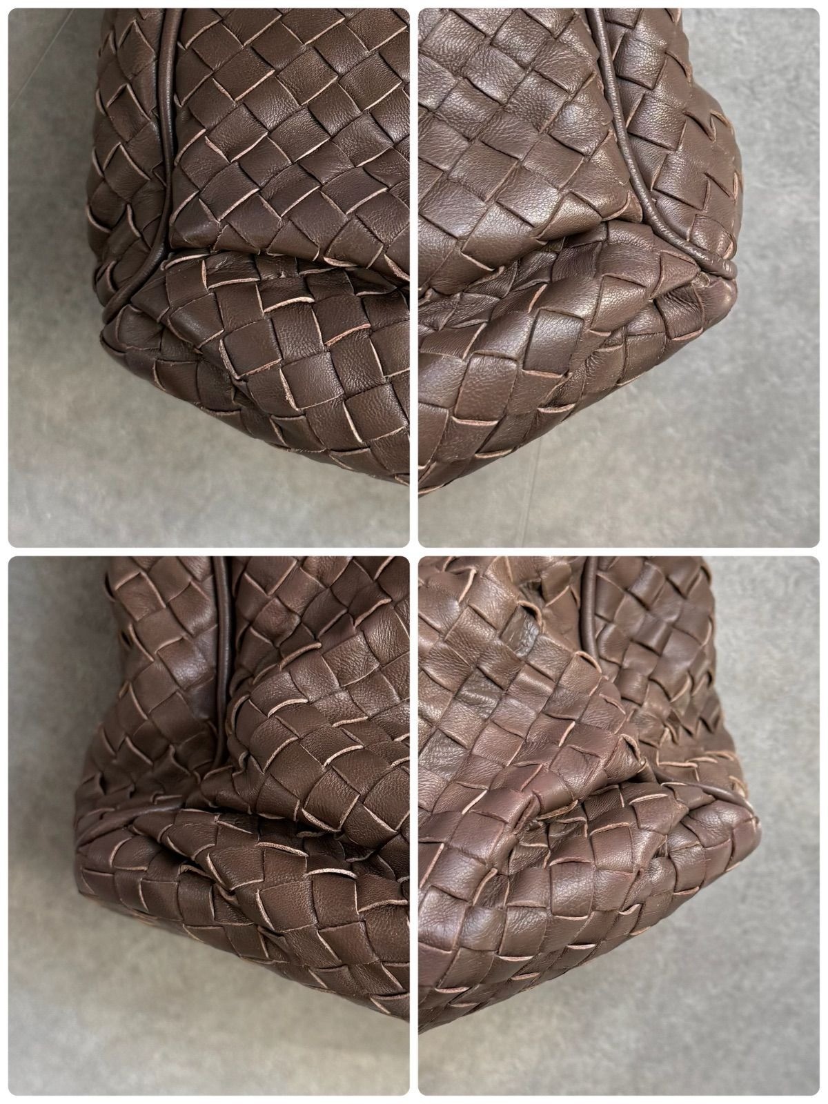Bottega Veneta Intrecciato Brown Leather Shoulder Bag Antique Gold Zip Auth Ital
