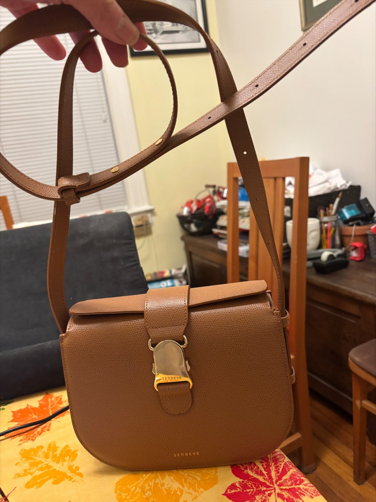 Senreve Chestnut Cadence Pebbled Leather Crossbody Bag