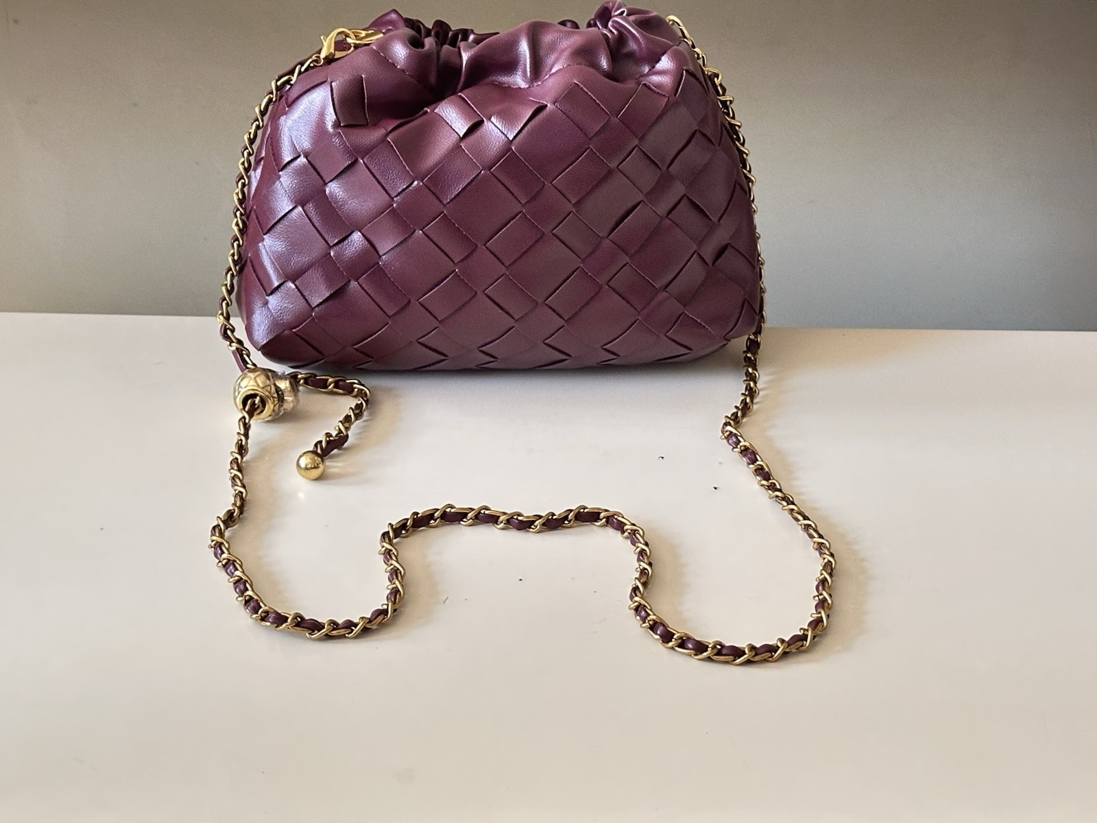 Verano Hill Woven Leather Handbag Burgundy Crossbody Chain BRAND NEW WITH TAGS