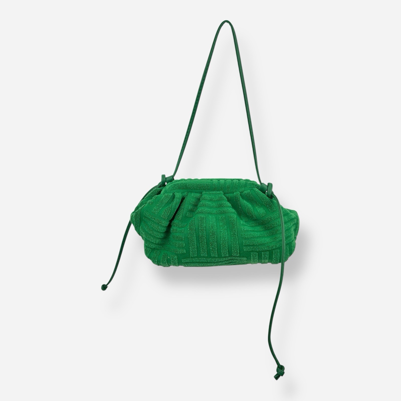 Kelly Green Terry Cloth Clutch Pouch Bag Shoulder Crossbody Strap