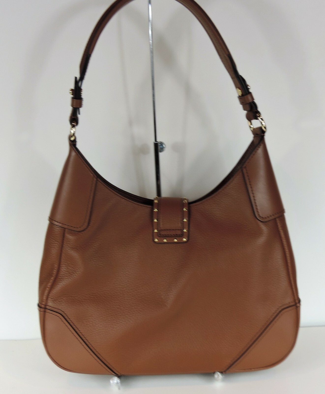 New Michael Kors Lillian Shoulder Bag luggage gold tone studded accents